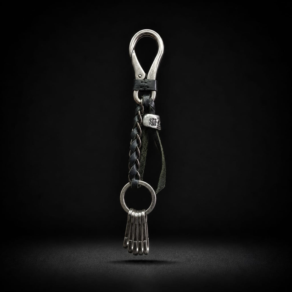 Shadow Bone Pure Leather Keychain (Black)