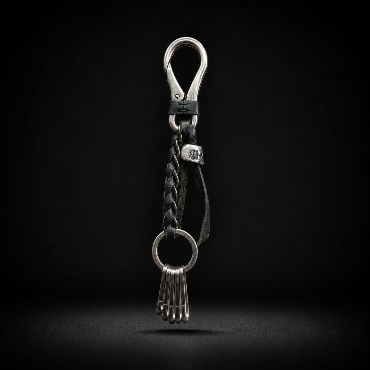 Shadow Bone Pure Leather Keychain (Black)