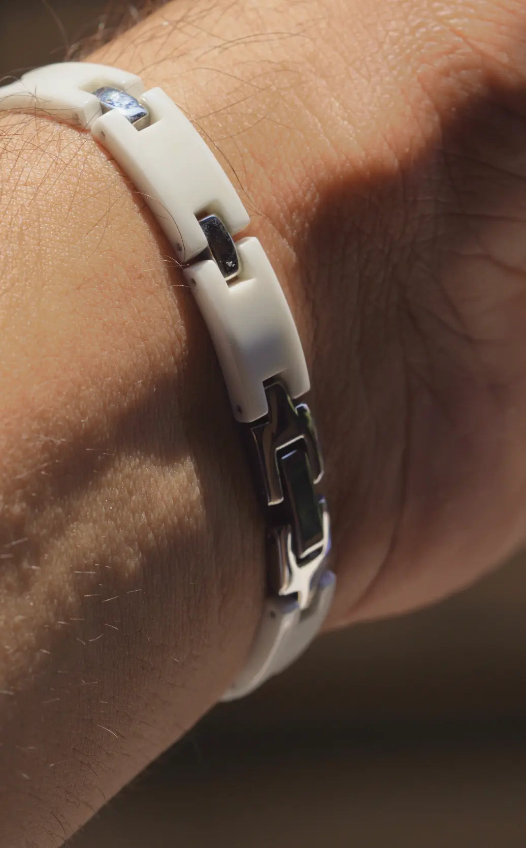 White - Ceramic bracelet for men. worldjewel.in men's bracelets