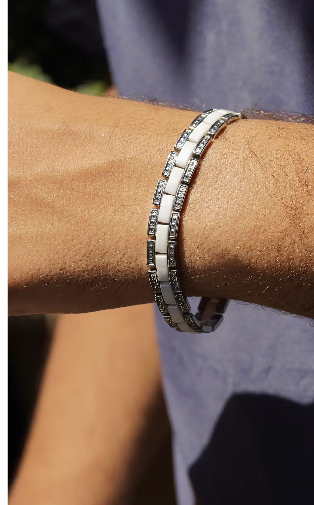 White Dot - Ceramic bracelet for men worldjewel.in men's bracelets