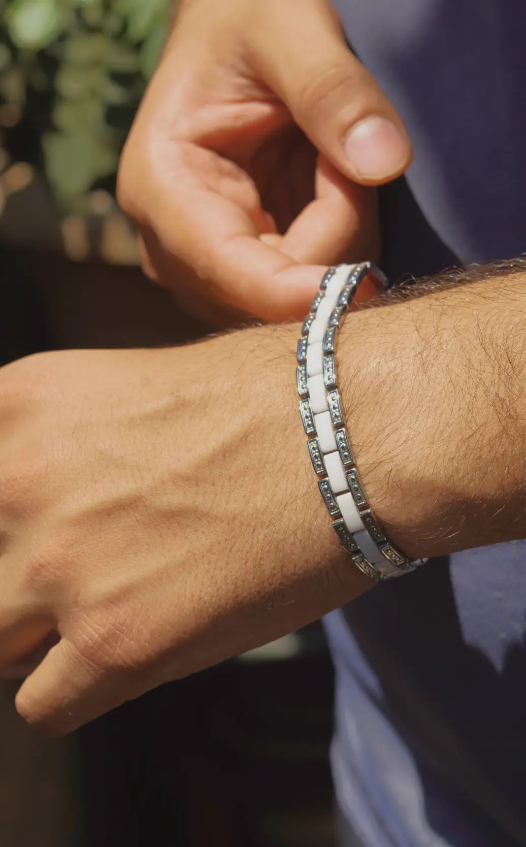 White Dot - Ceramic bracelet for men worldjewel.in men's bracelets