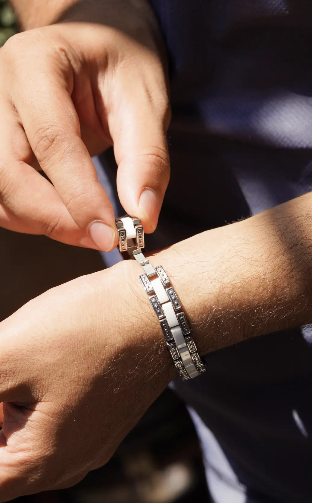 White Dot - Ceramic bracelet for men worldjewel.in men's bracelets