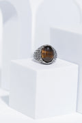 Wooden Textured Jem Turkish Ring For Men. worldjewel.in men's ring