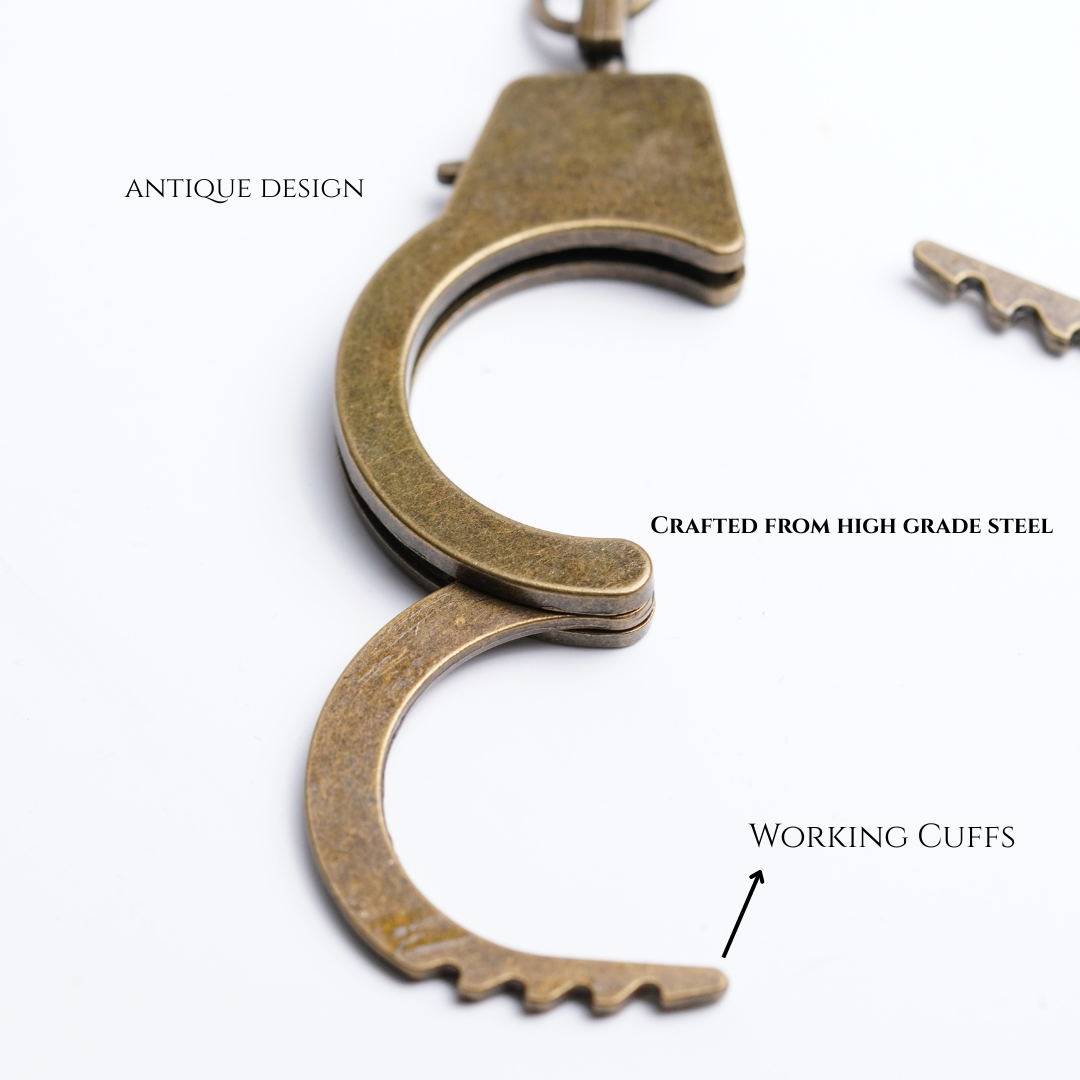 Antique Bronze Industrial Handcuff Keychain - Vintage Style