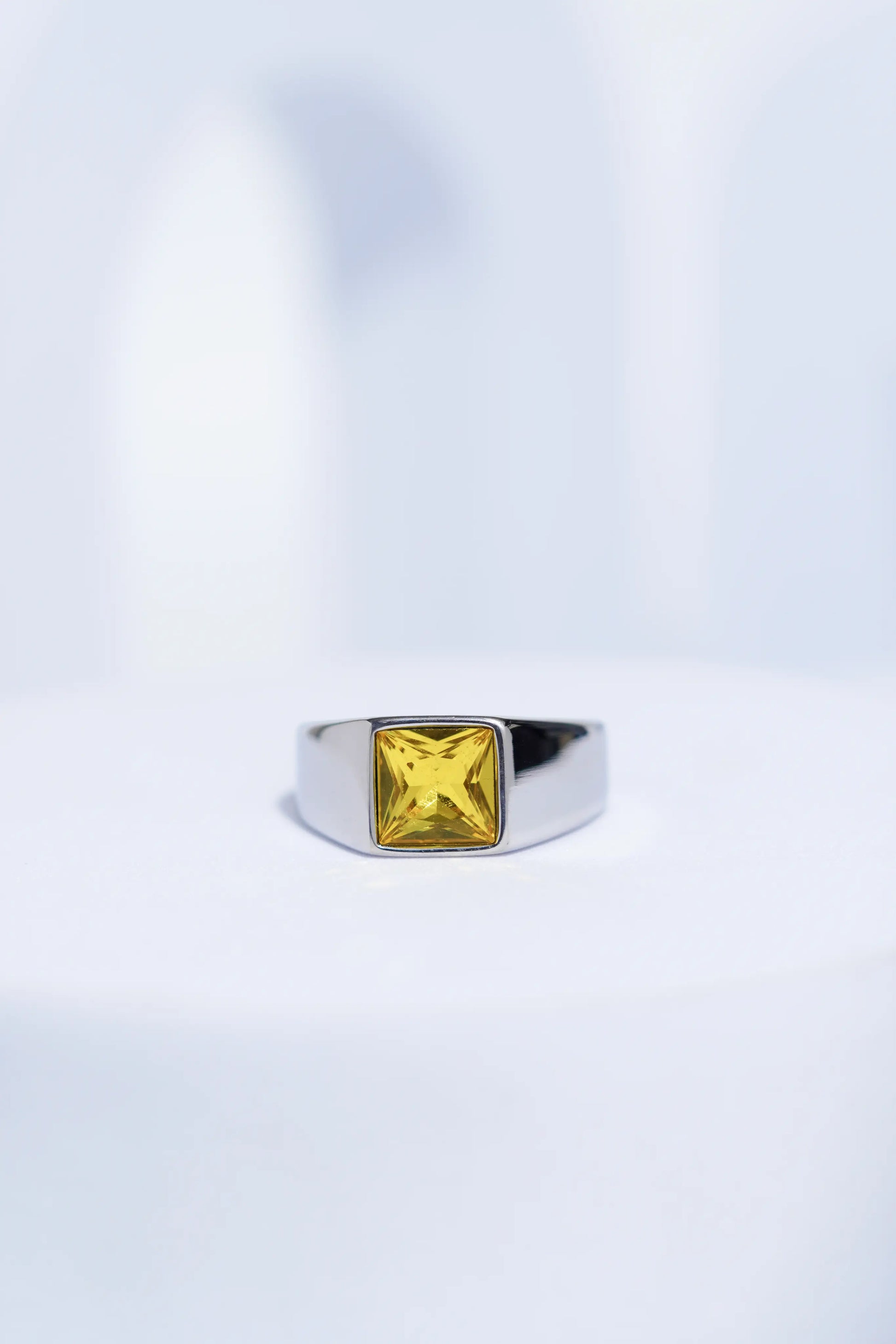 Yellow Diamond Minimalistic Stainless Steel Ring For Men. worldjewel.in men's ring