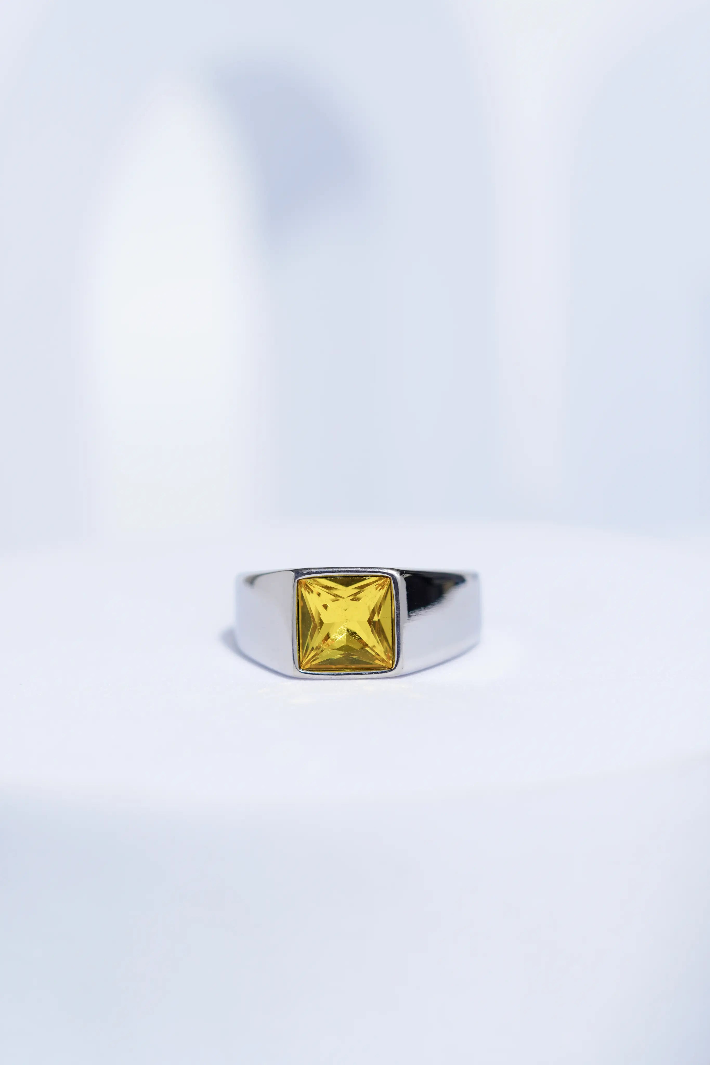 Yellow Diamond Minimalistic Stainless Steel Ring For Men. worldjewel.in men's ring