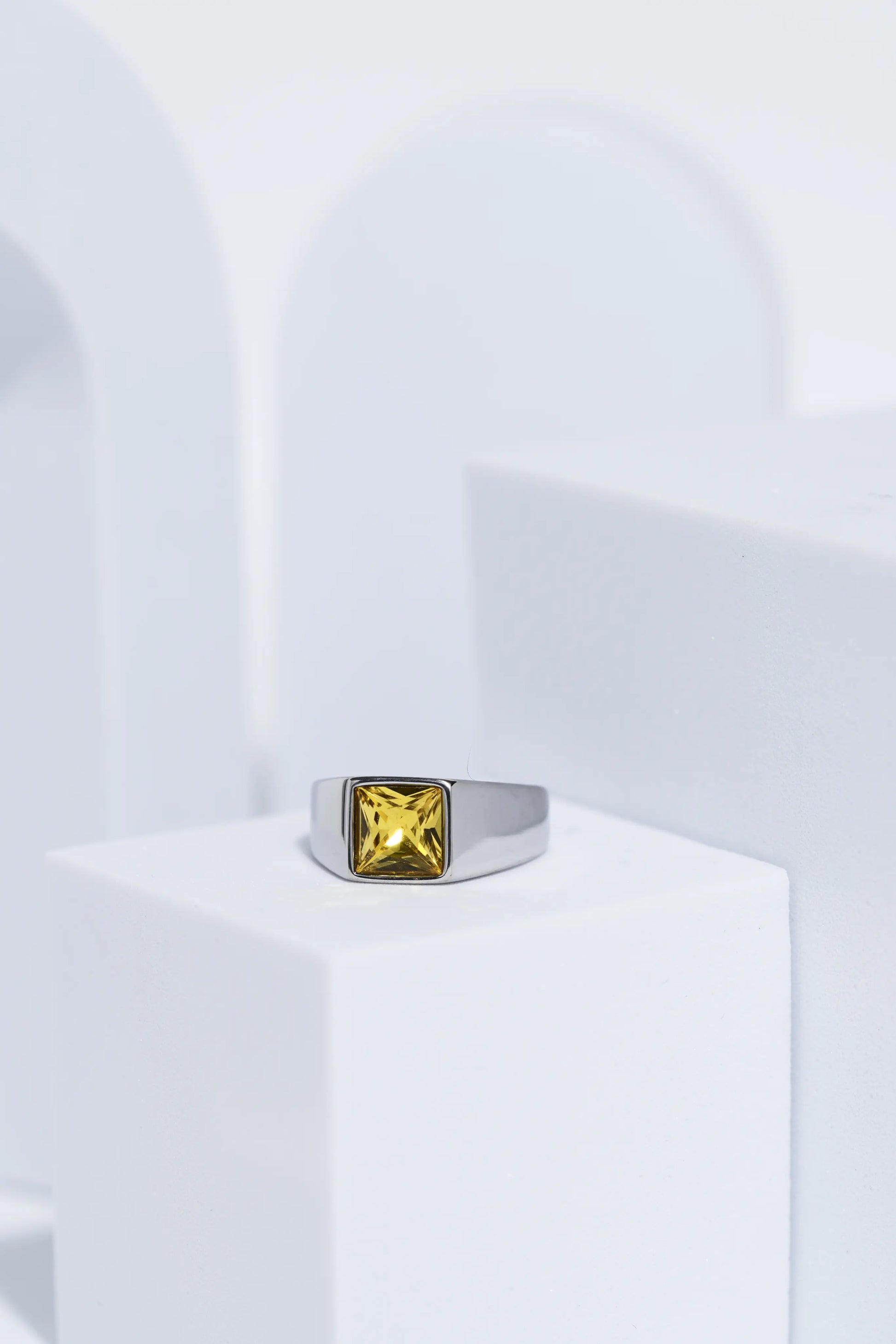 Yellow Diamond Minimalistic Stainless Steel Ring For Men. worldjewel.in men's ring