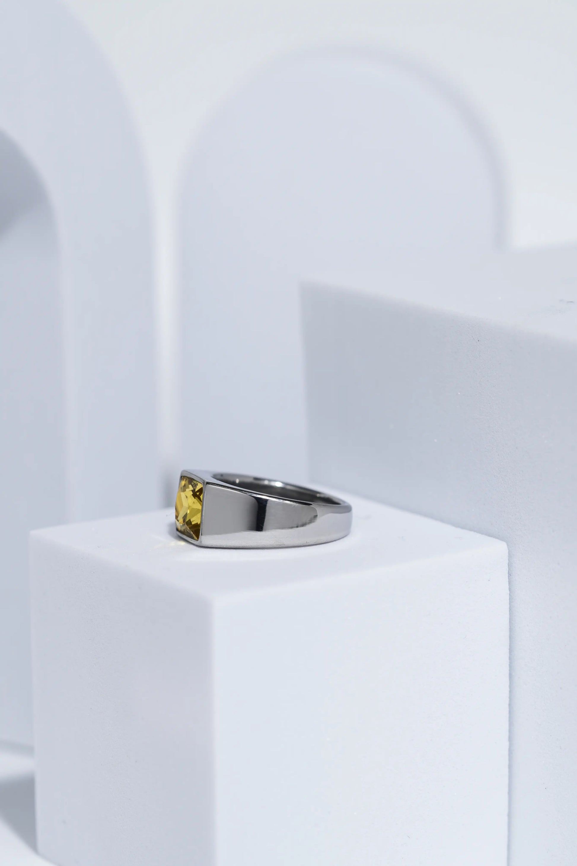 Yellow Diamond Minimalistic Stainless Steel Ring For Men. worldjewel.in men's ring