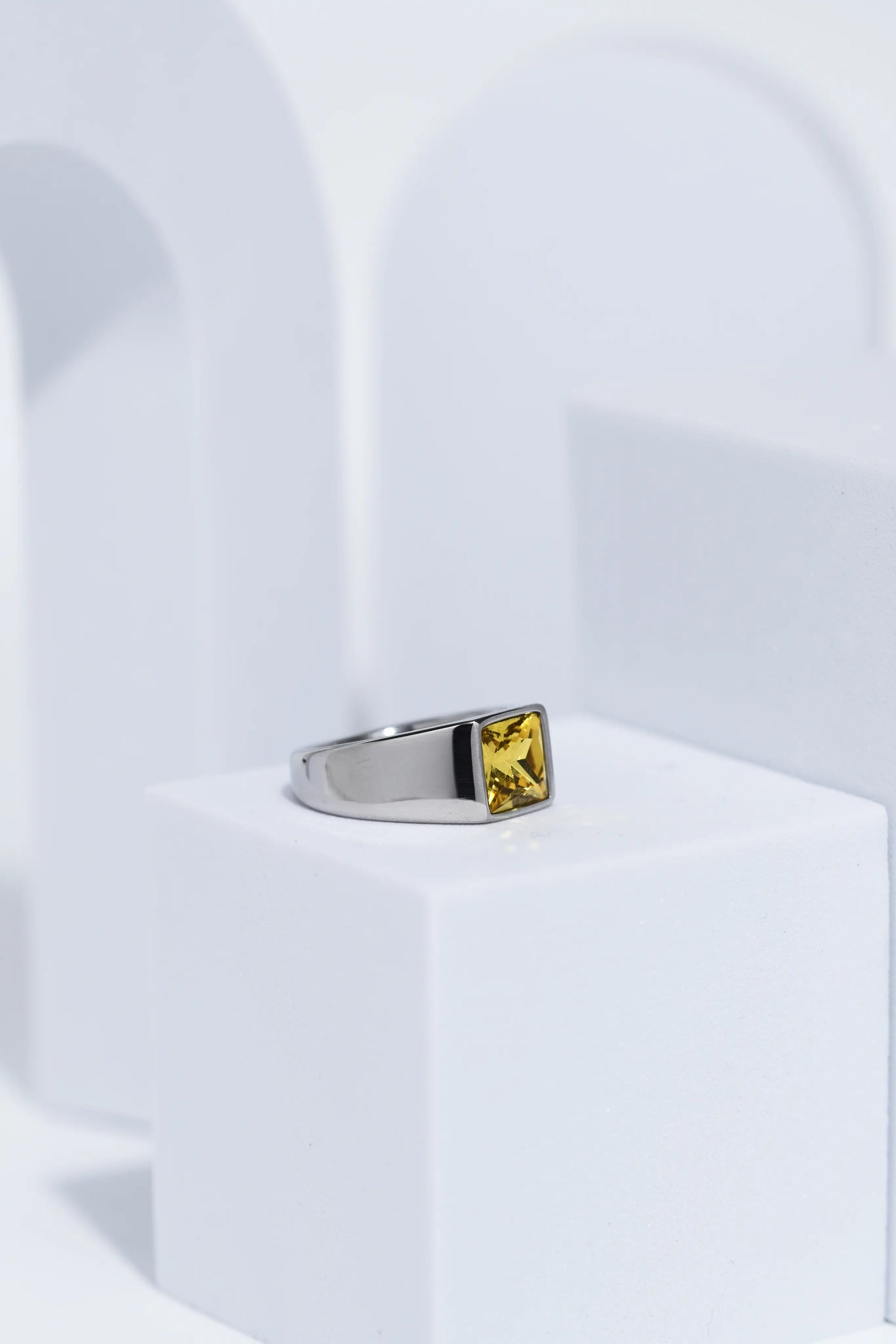 Yellow Diamond Minimalistic Stainless Steel Ring For Men. worldjewel.in men's ring