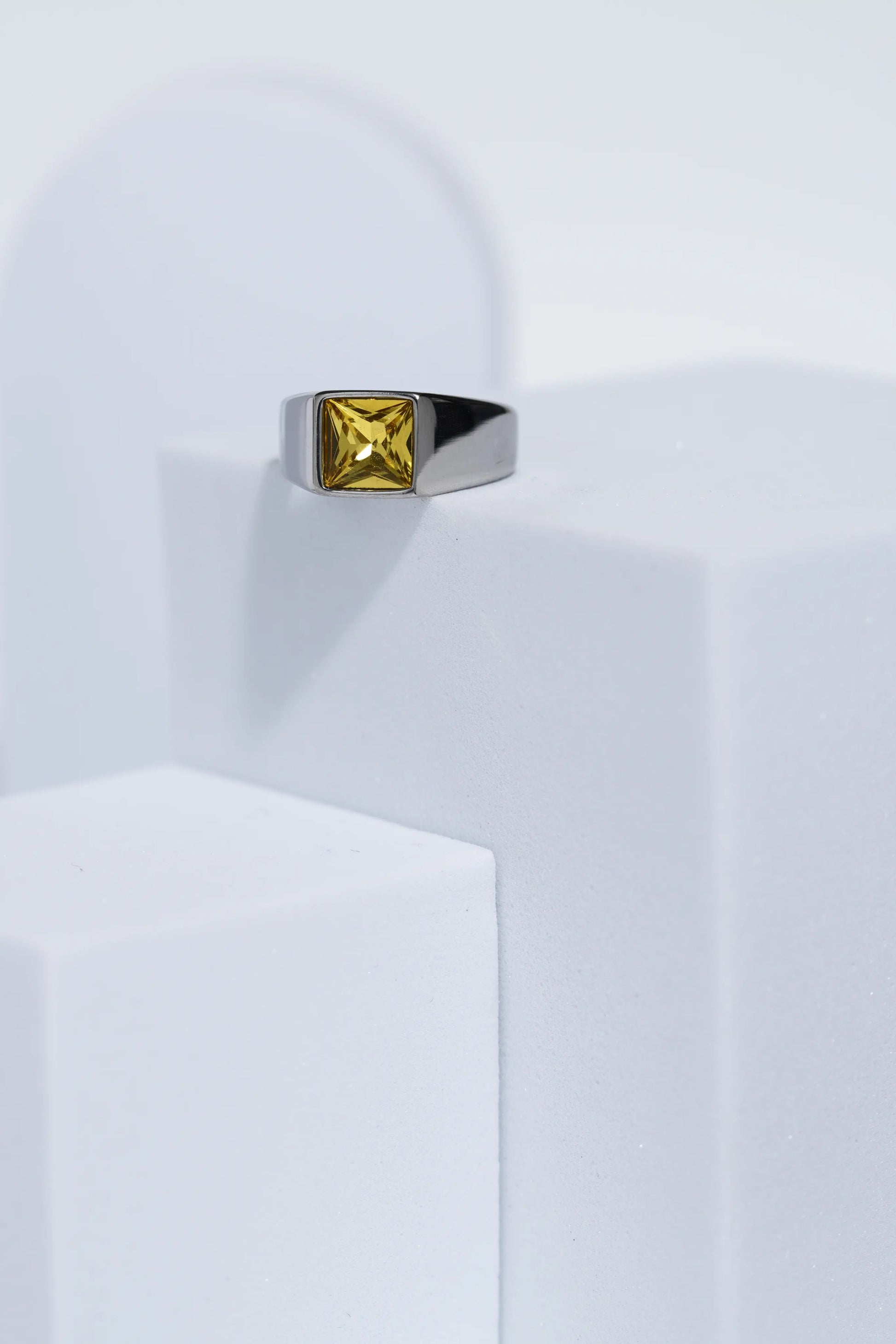 Yellow Diamond Minimalistic Stainless Steel Ring For Men. worldjewel.in men's ring