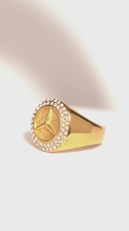 Golden Diamond Merc Ring