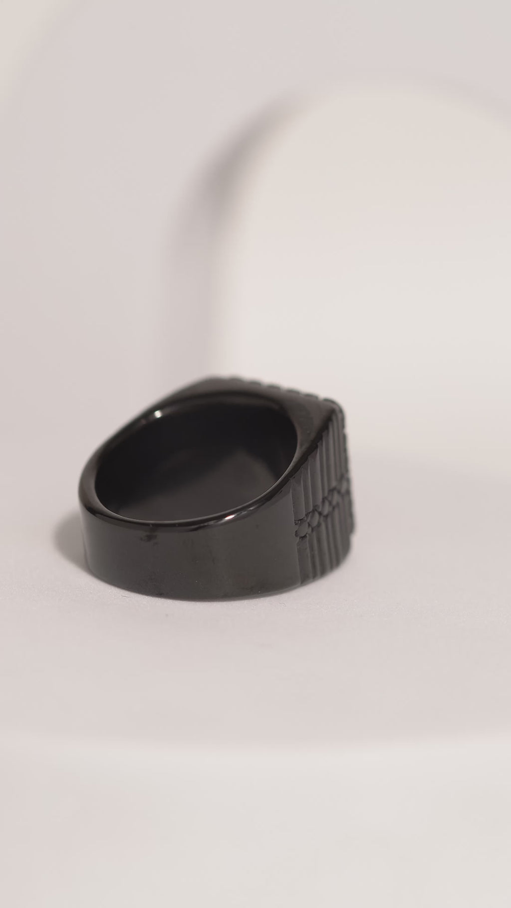 Matte Black & Golden Crown Stainless Steel Finger Ring For Men