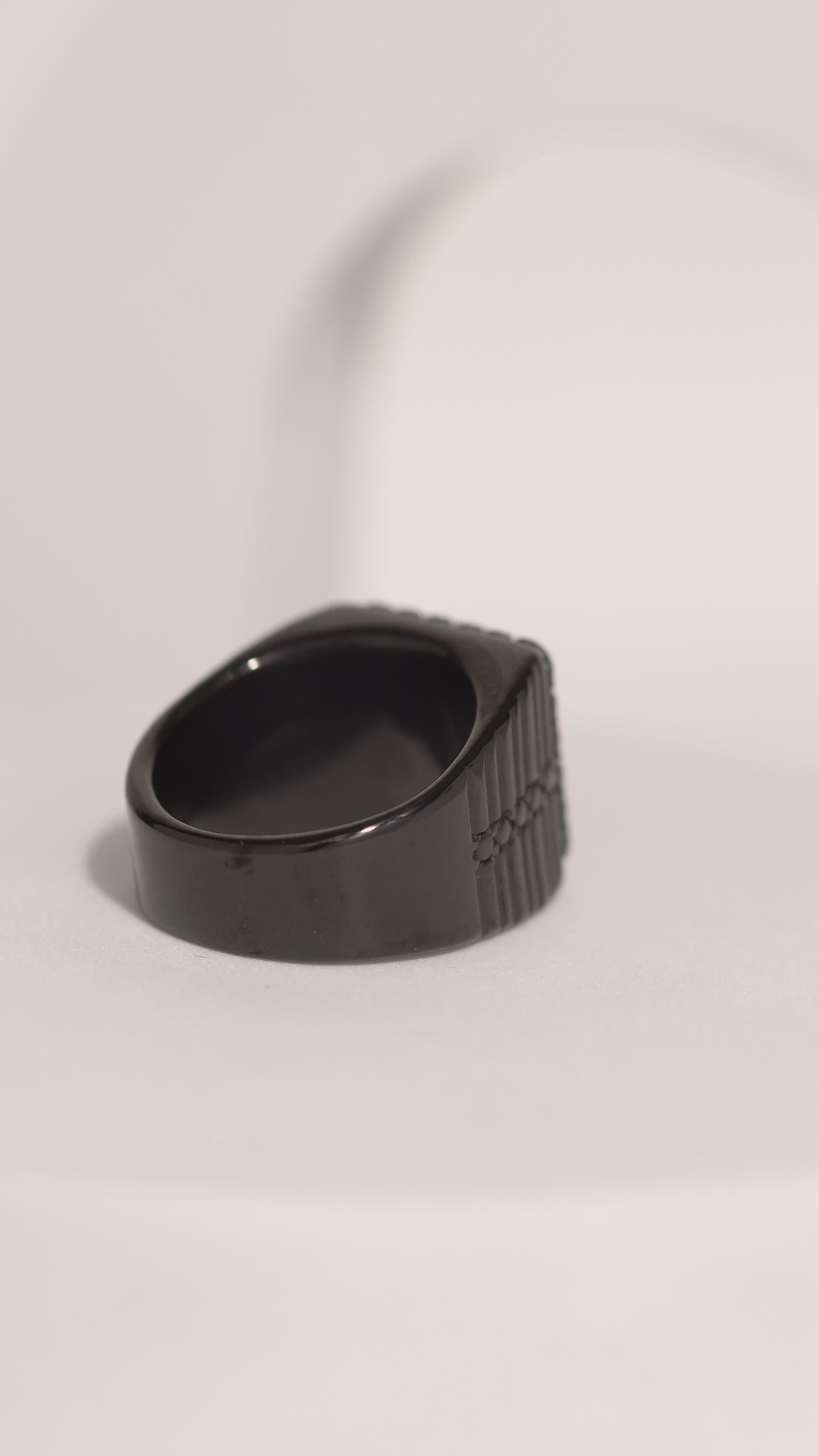 Matte Black & Golden Crown Stainless Steel Finger Ring For Men