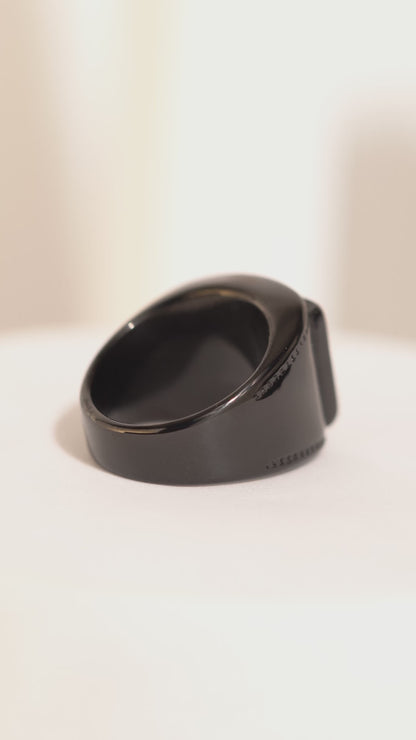 Full Black Square Stone Ring For Men