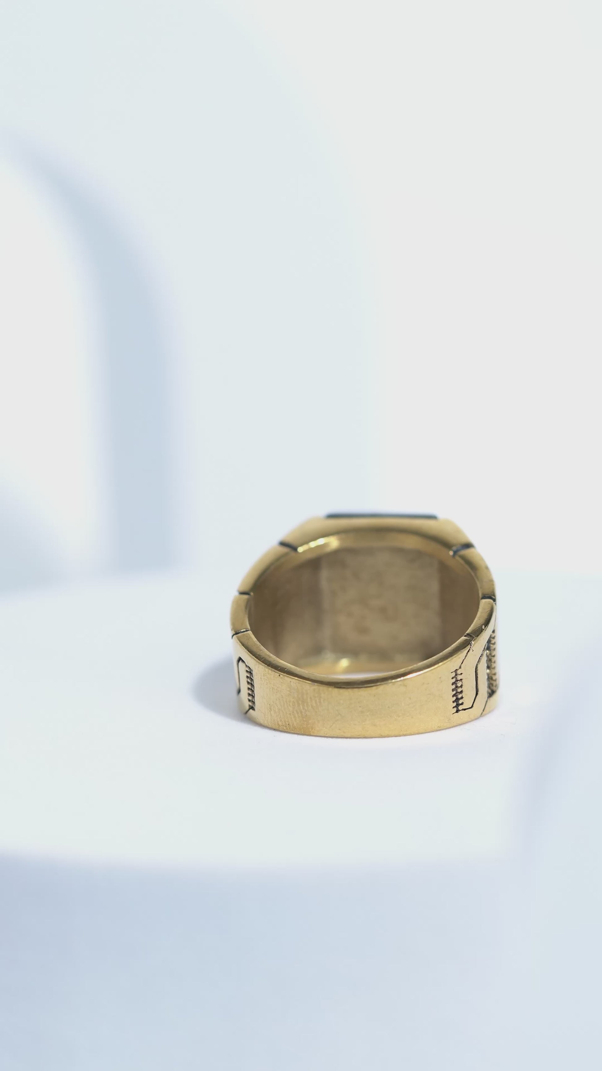Two-Tone Golden & Black With Stone Ring For Men