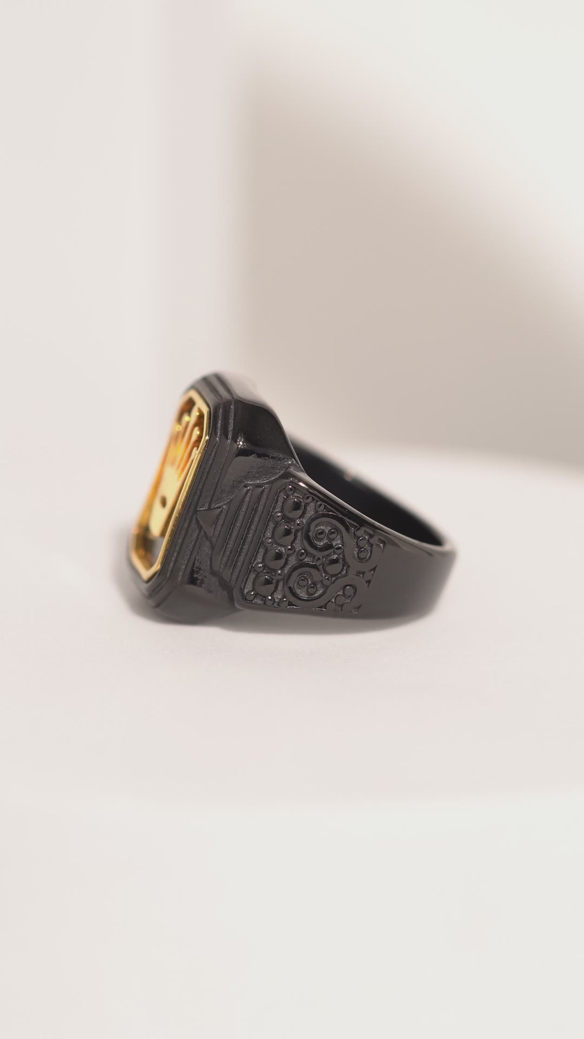 Golden Crown Black Stainless Steel Band Ring For Men