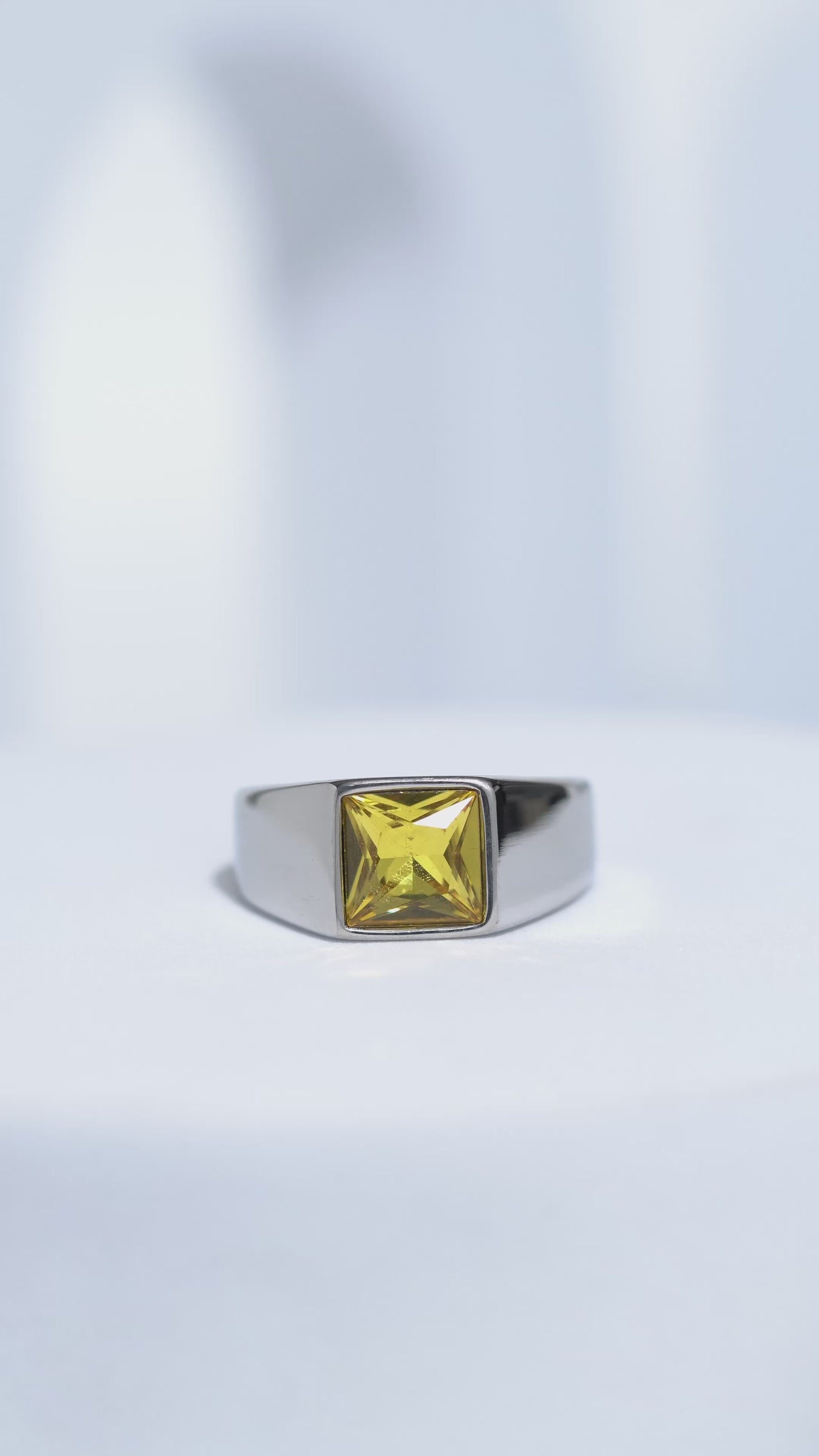 Yellow Diamond Minimalistic Stainless Steel Ring For Men.