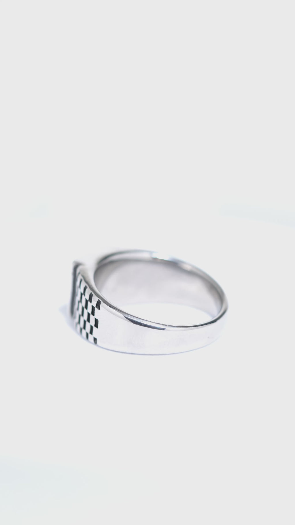 Black Square Stone With Gold And Silver Stainless Steel Ring For Men.