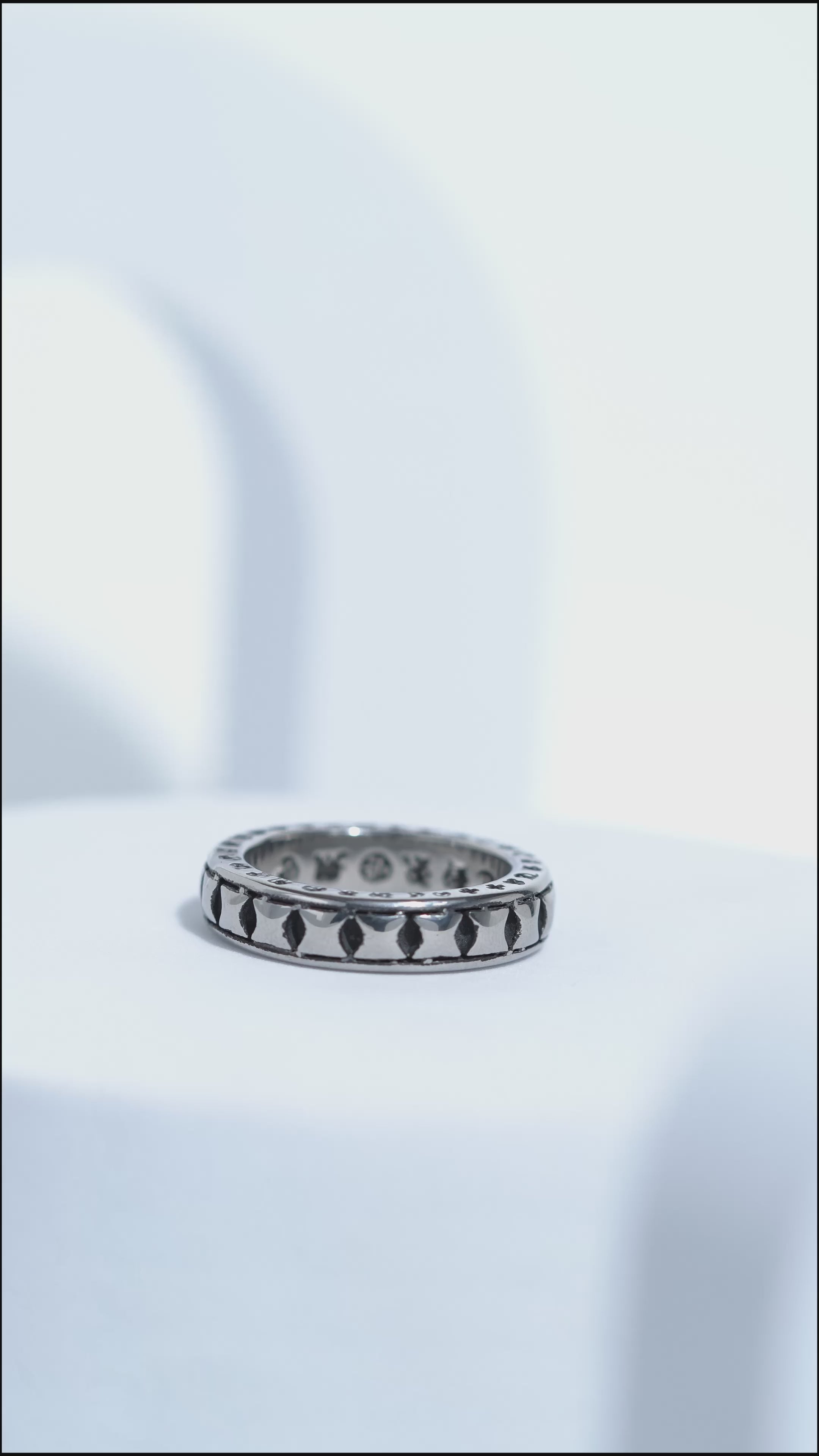 Aesthetic Silver Letter Engraved Ring For Men