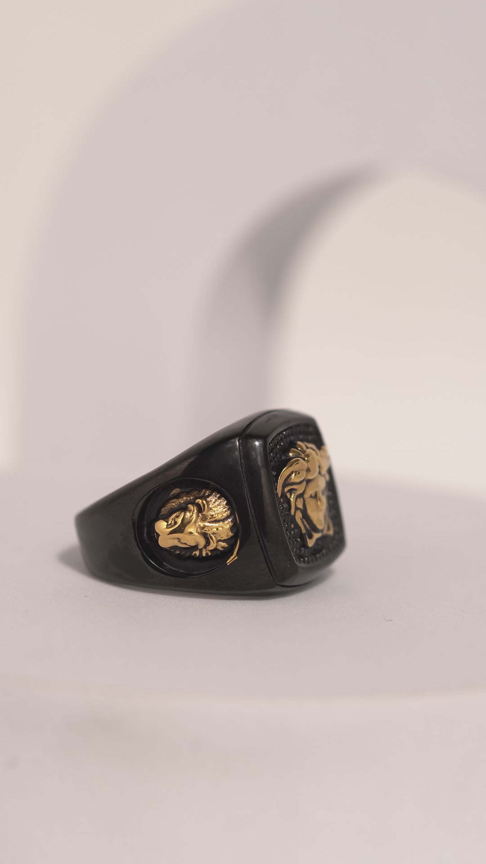 Fancy Oxidised Stainless Steel Ring For Men