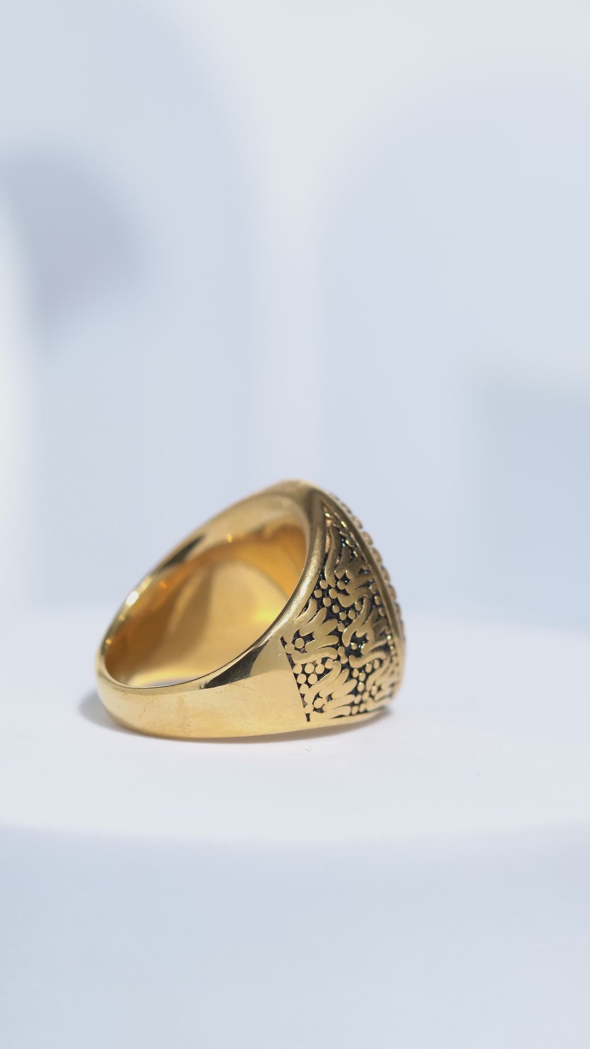 Golden Diamond Studded Turkish Ring For Men