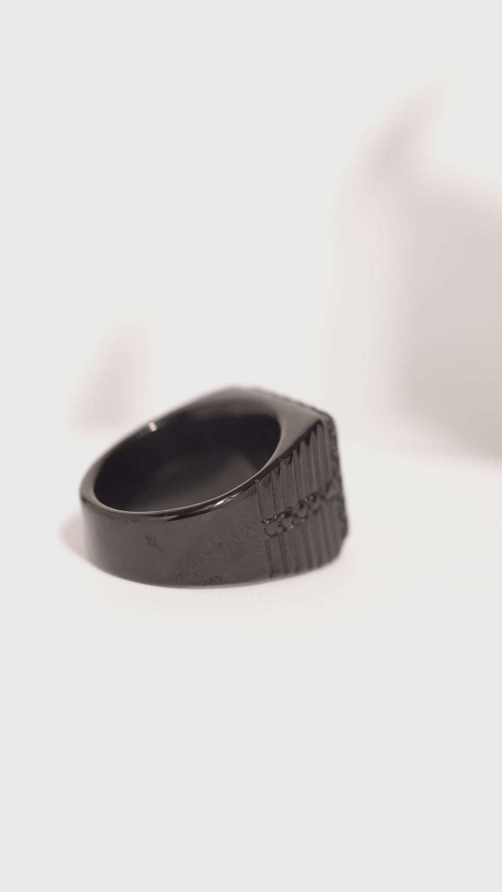 Matte Black & Golden Crown Stainless Steel Finger Ring For Men