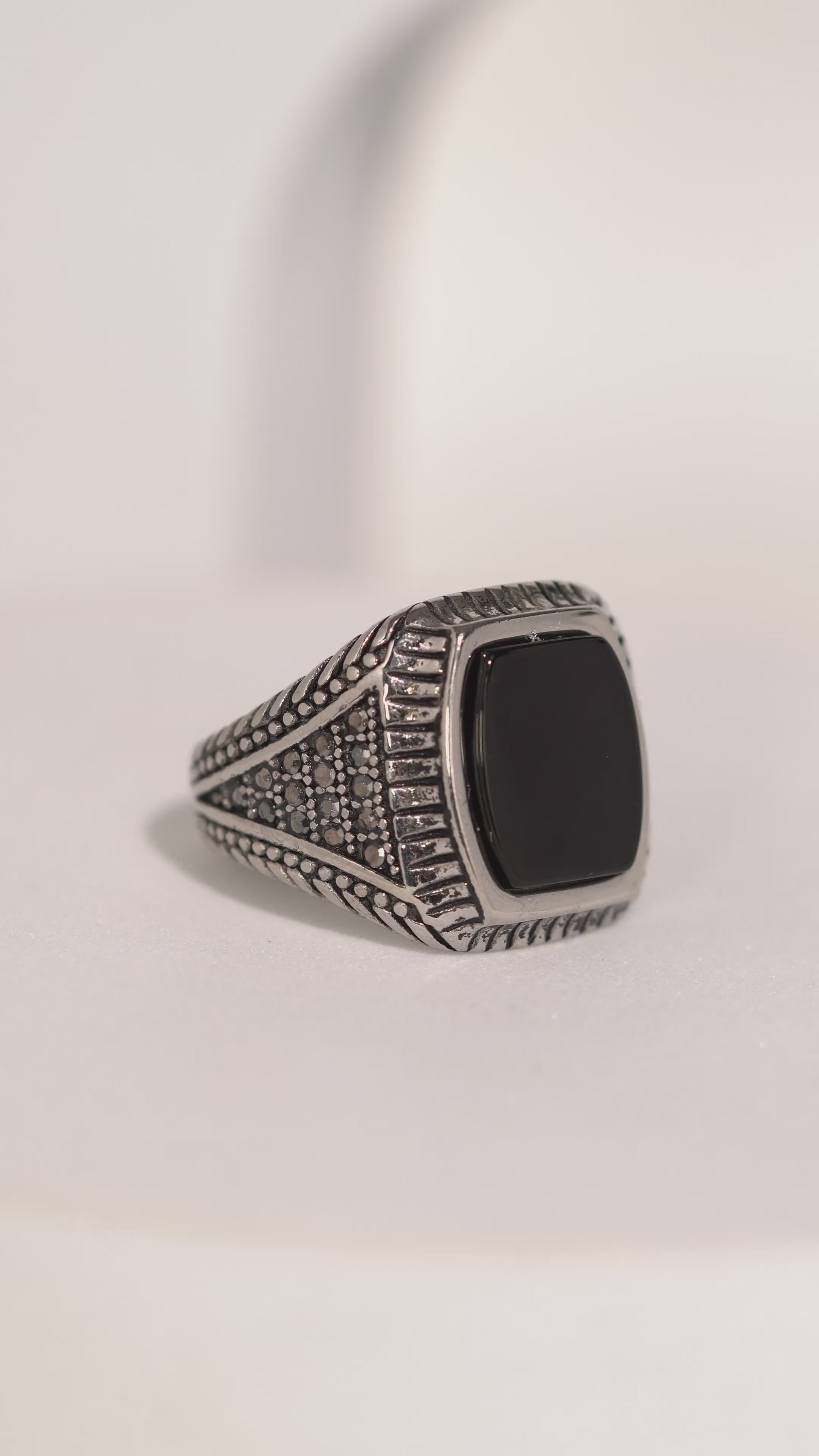 Oval Stone Oxidised Ring For Men