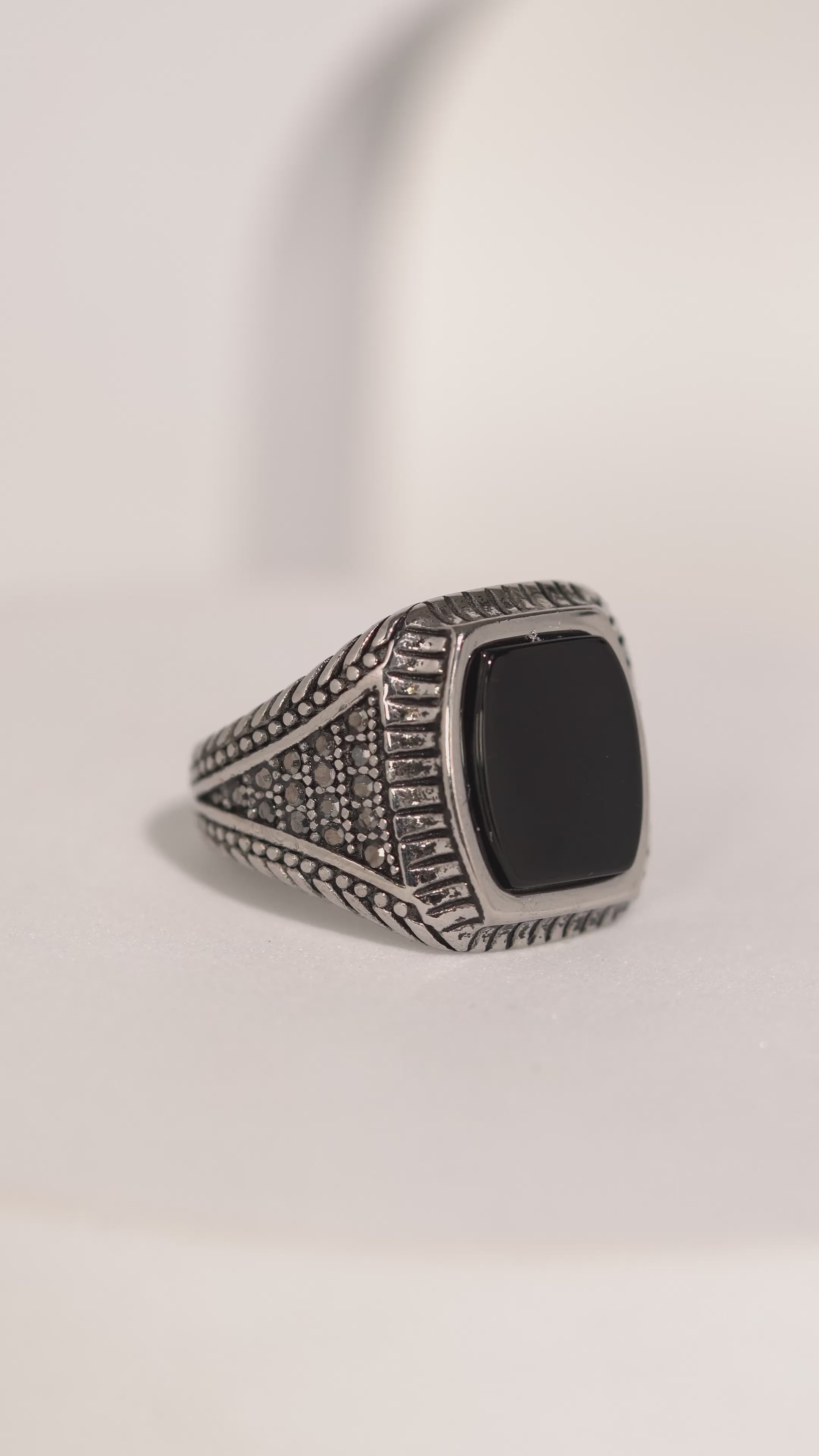 Oval Stone Oxidised Ring For Men