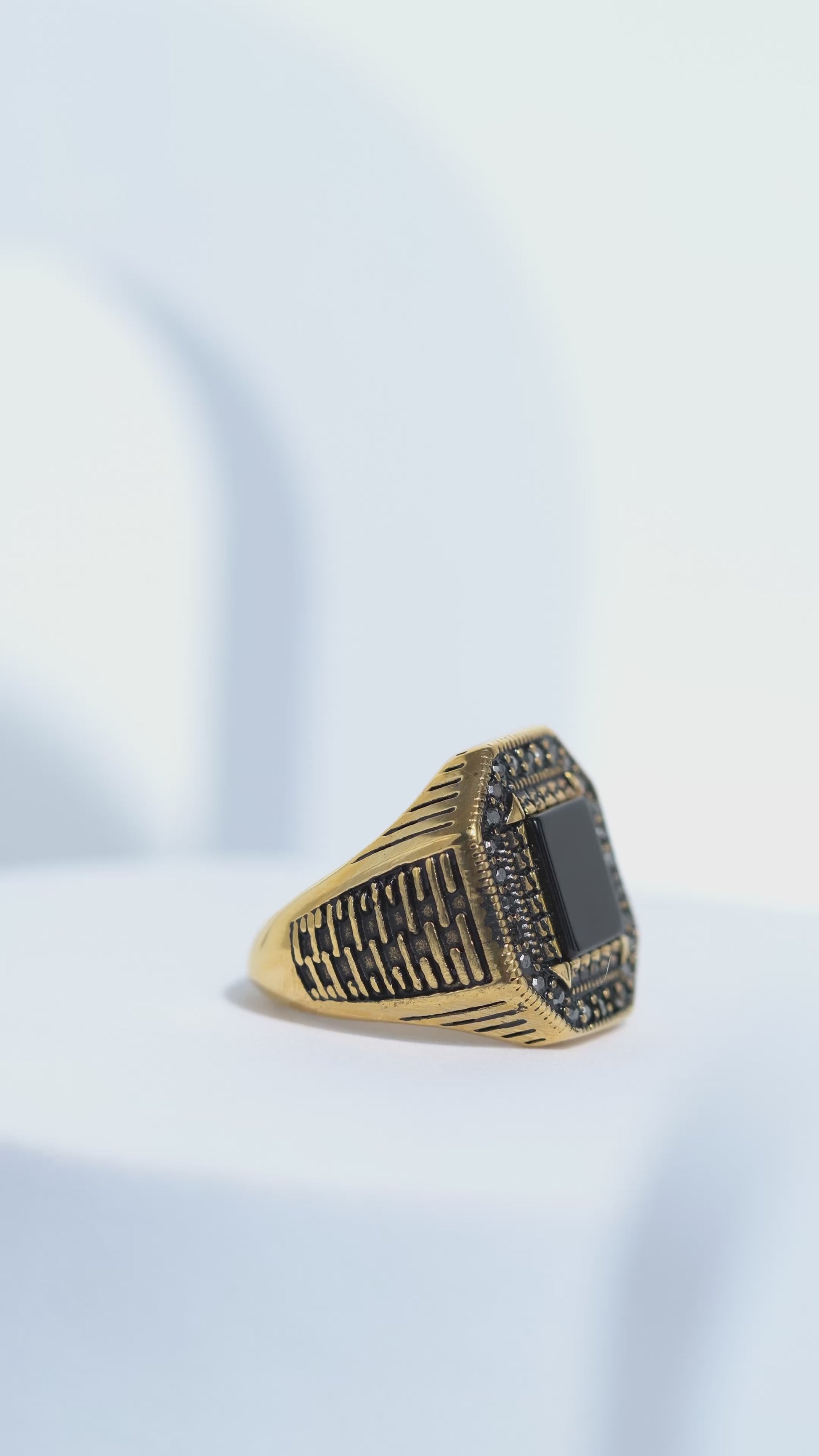 Square Black Diamond Turkish Ring For Men