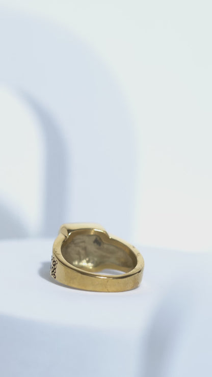 Gold Stone With Black Diamond Turkish Ring For Men