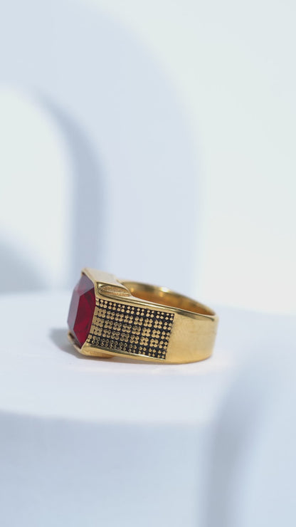 Red Sterling Diamond Ring For Men
