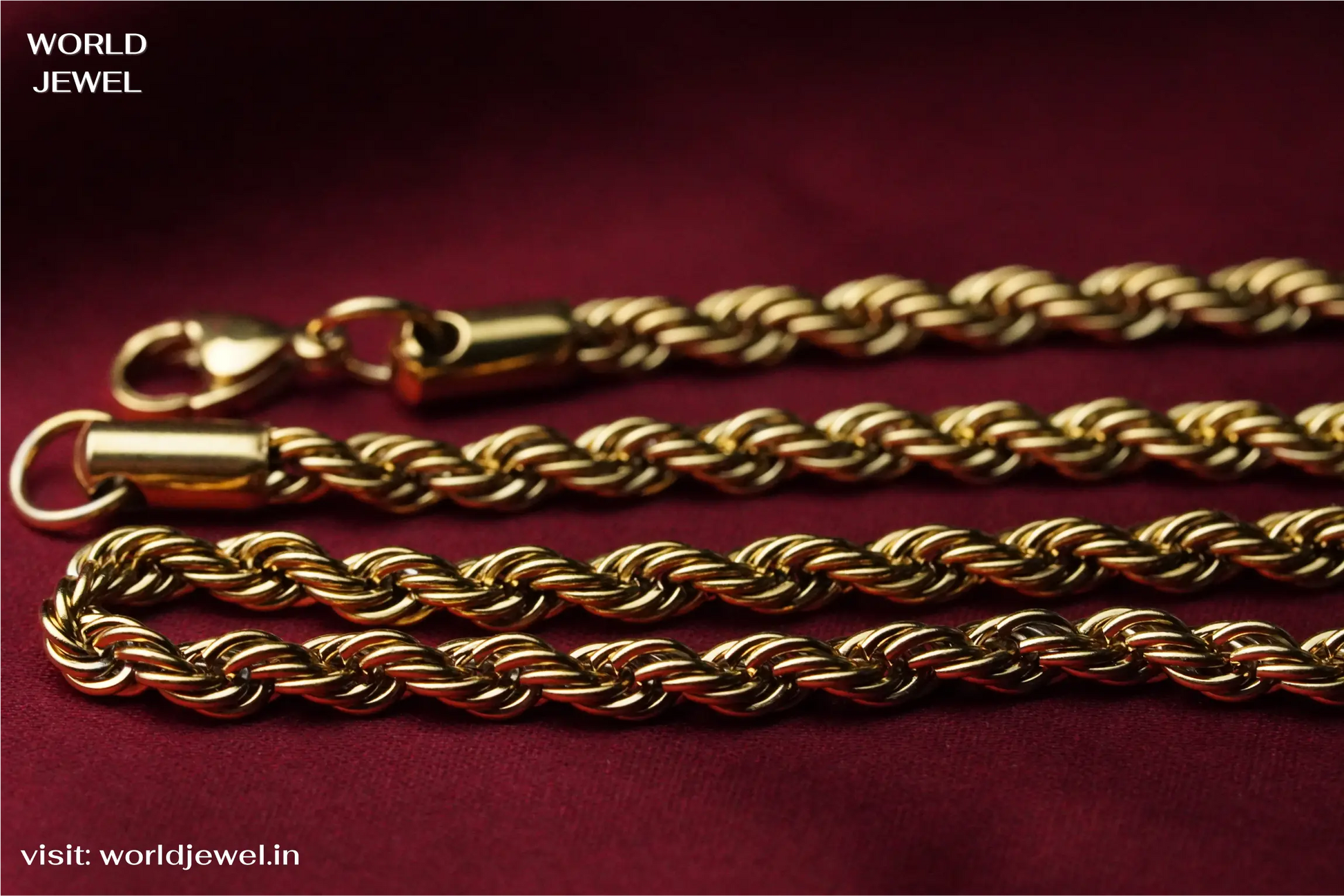 Rope chain | Stainless Steel chain for men's | 24inch | Anti-Tarnish. - worldjewel.in