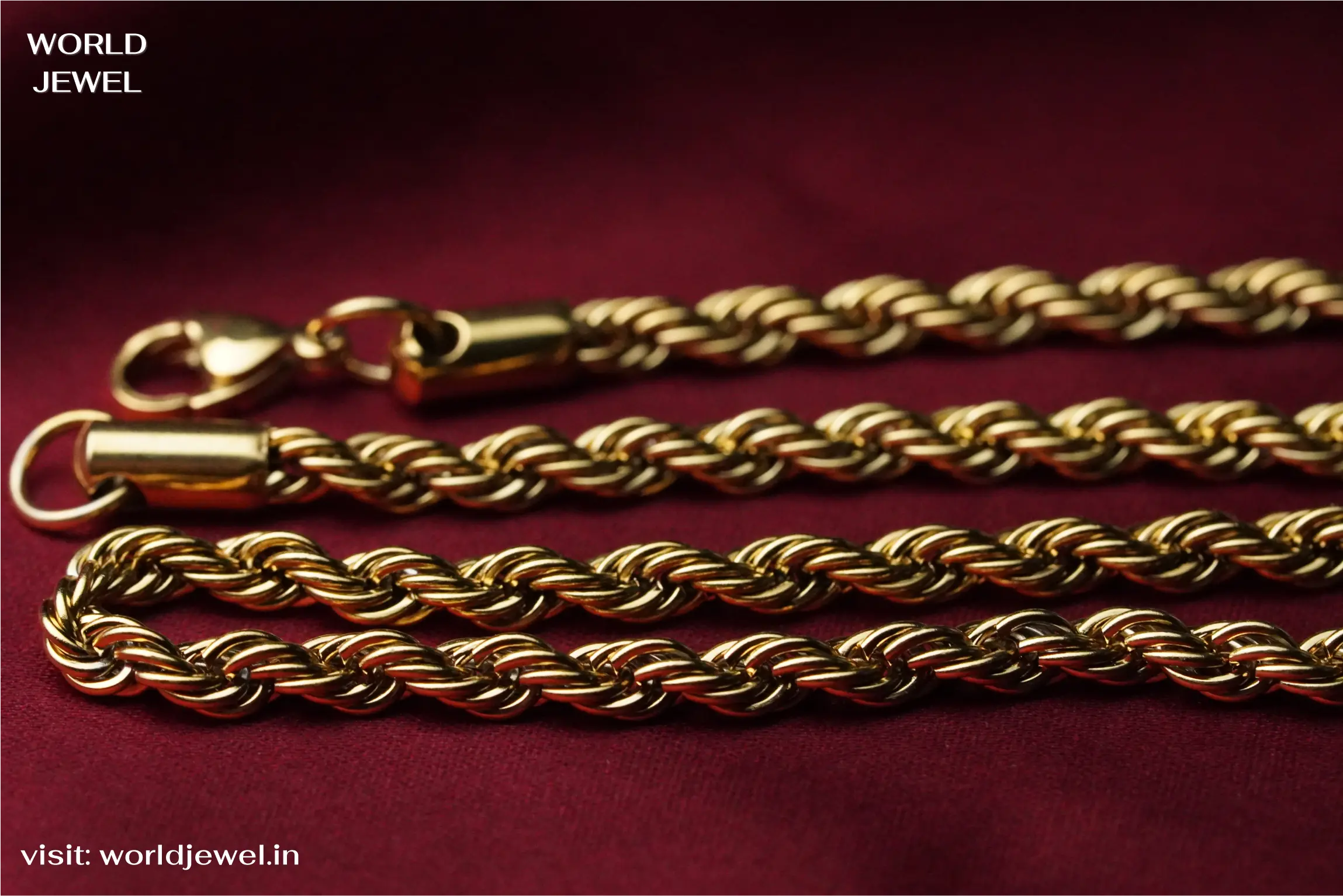 Rope chain | Stainless Steel chain for men's | 24inch | Anti-Tarnish. - worldjewel.in