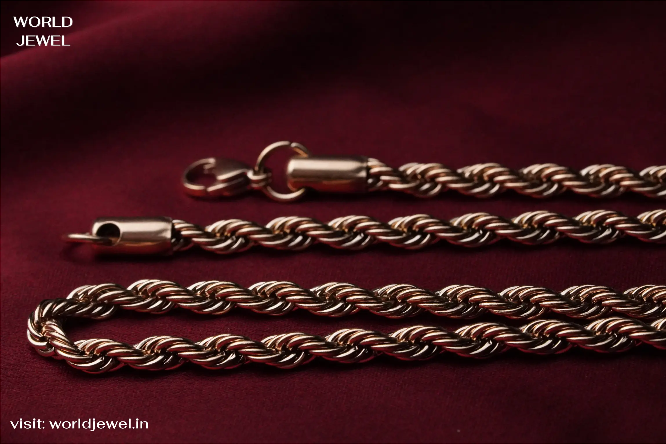 Rope chain | Stainless Steel chain for men's | 24inch | Anti-Tarnish. - worldjewel.in