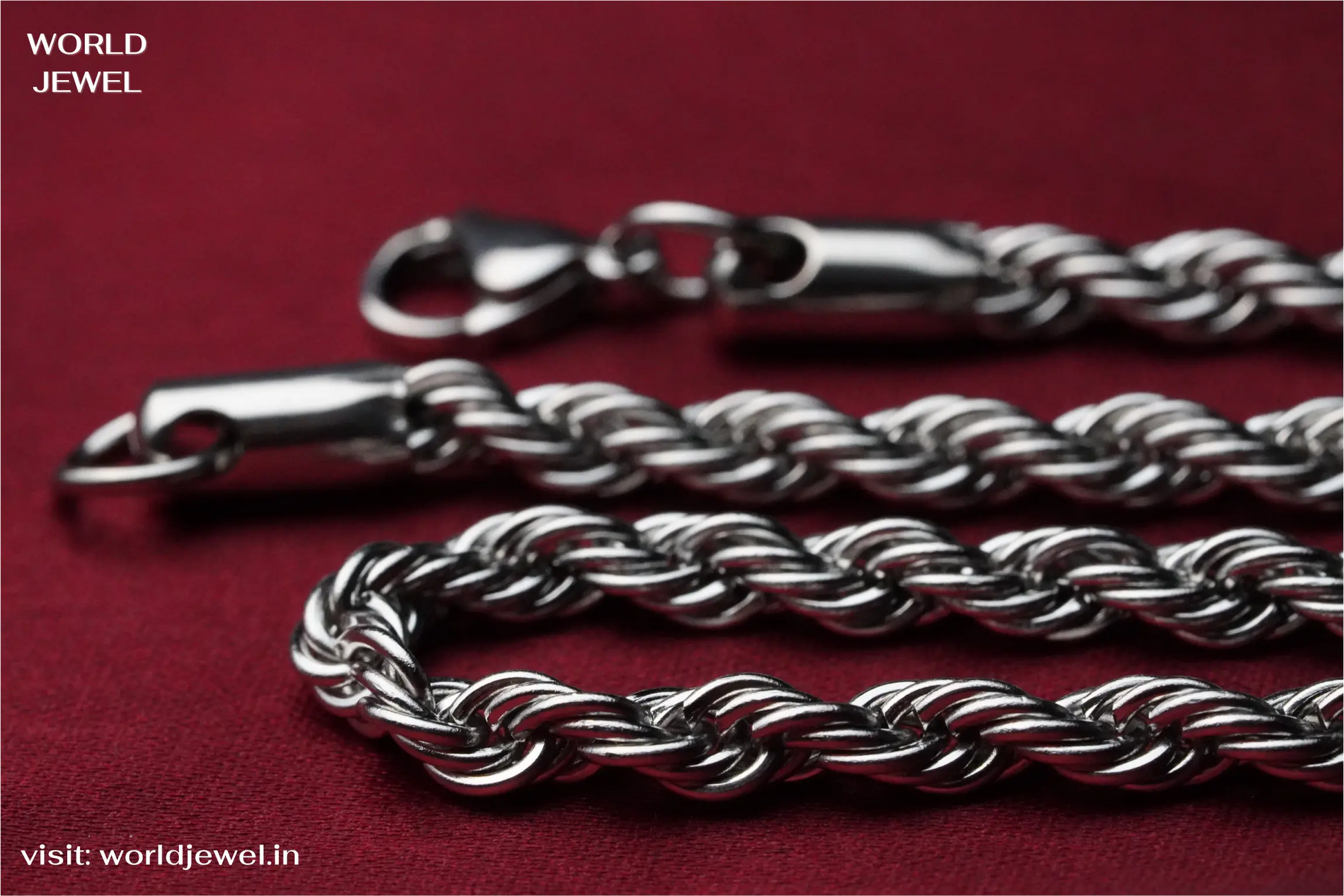 Rope chain | Stainless Steel chain for men's | 24inch | Anti-Tarnish. - worldjewel.in
