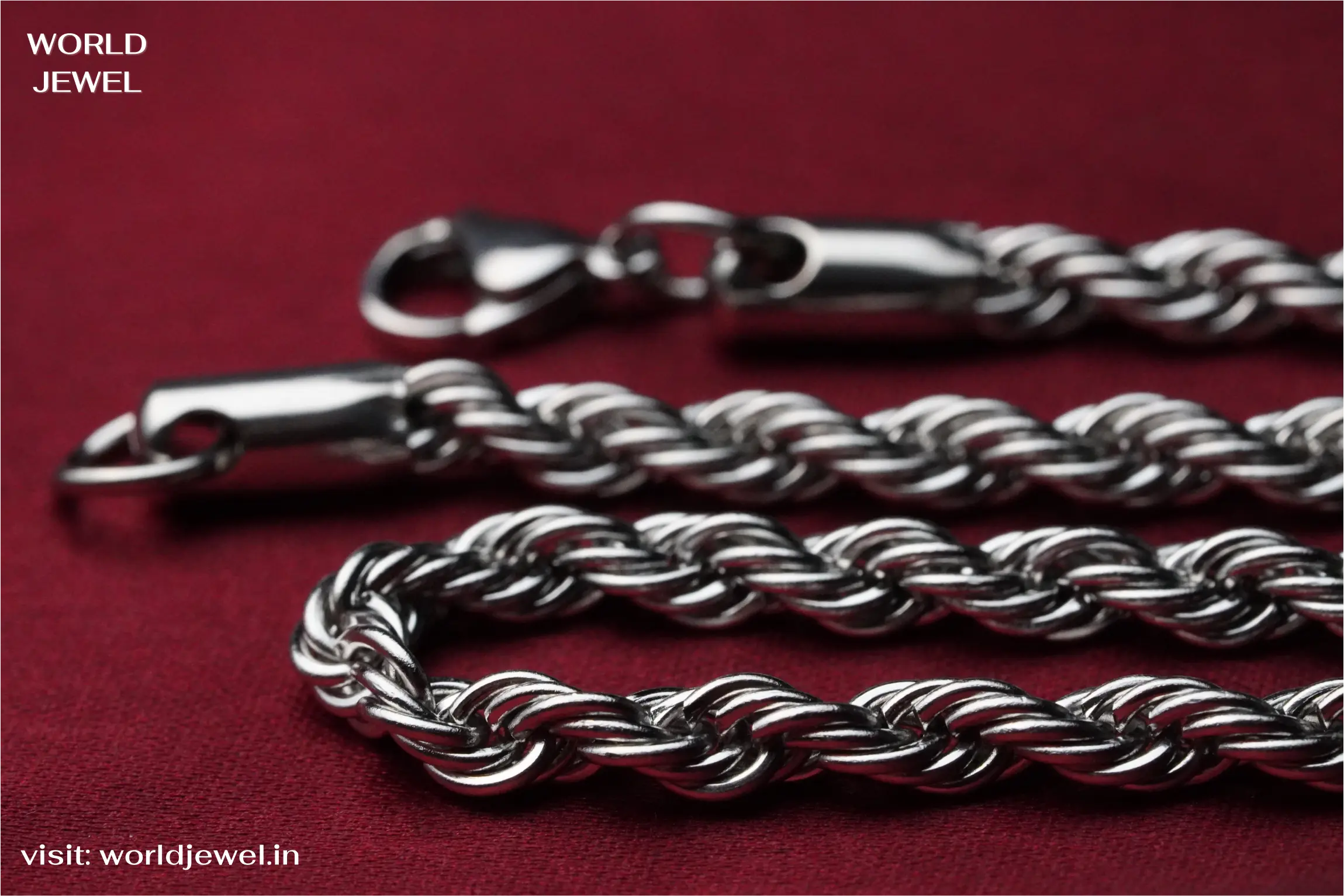 Rope chain | Stainless Steel chain for men's | 24inch | Anti-Tarnish. - worldjewel.in