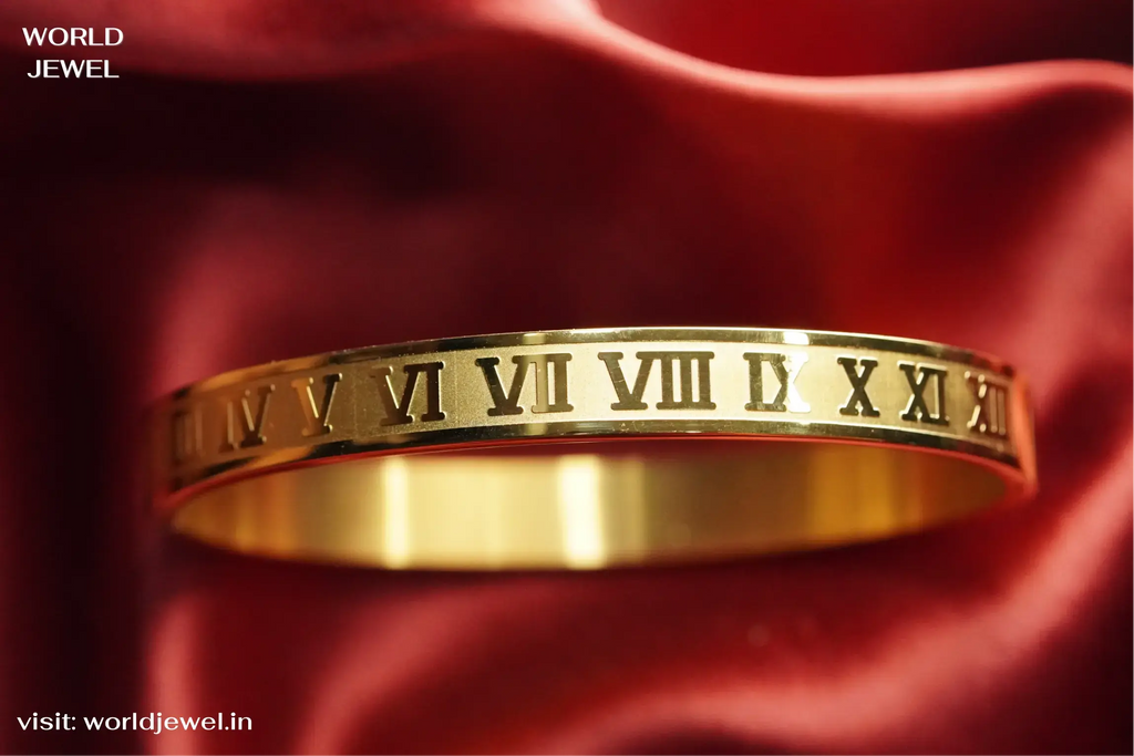 Roman Numeral kada | Stainless Steel bracelet for men's | Anti-Tarnish - worldjewel.in
