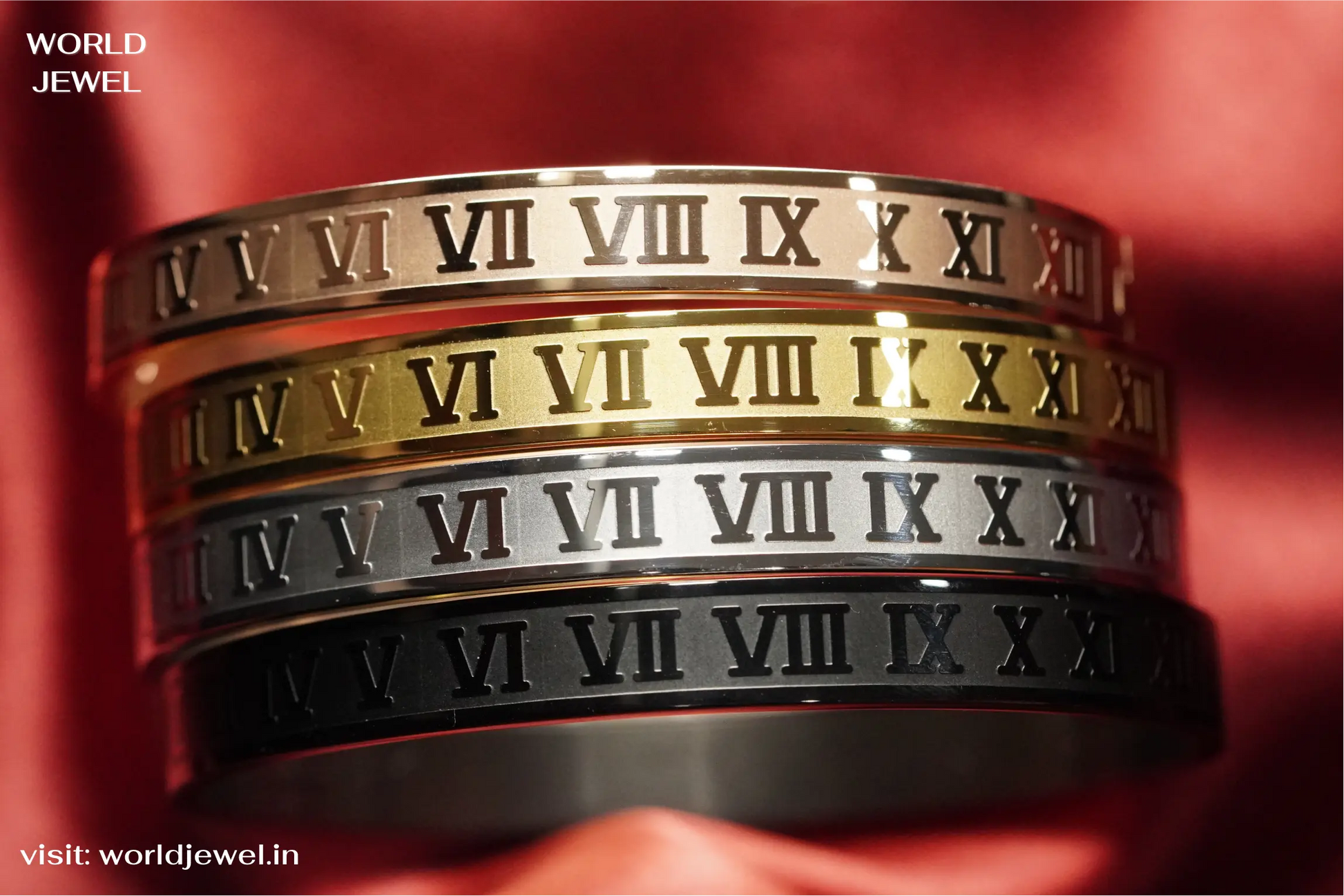 Roman Numeral kada | Stainless Steel bracelet for men's | Anti-Tarnish - worldjewel.in